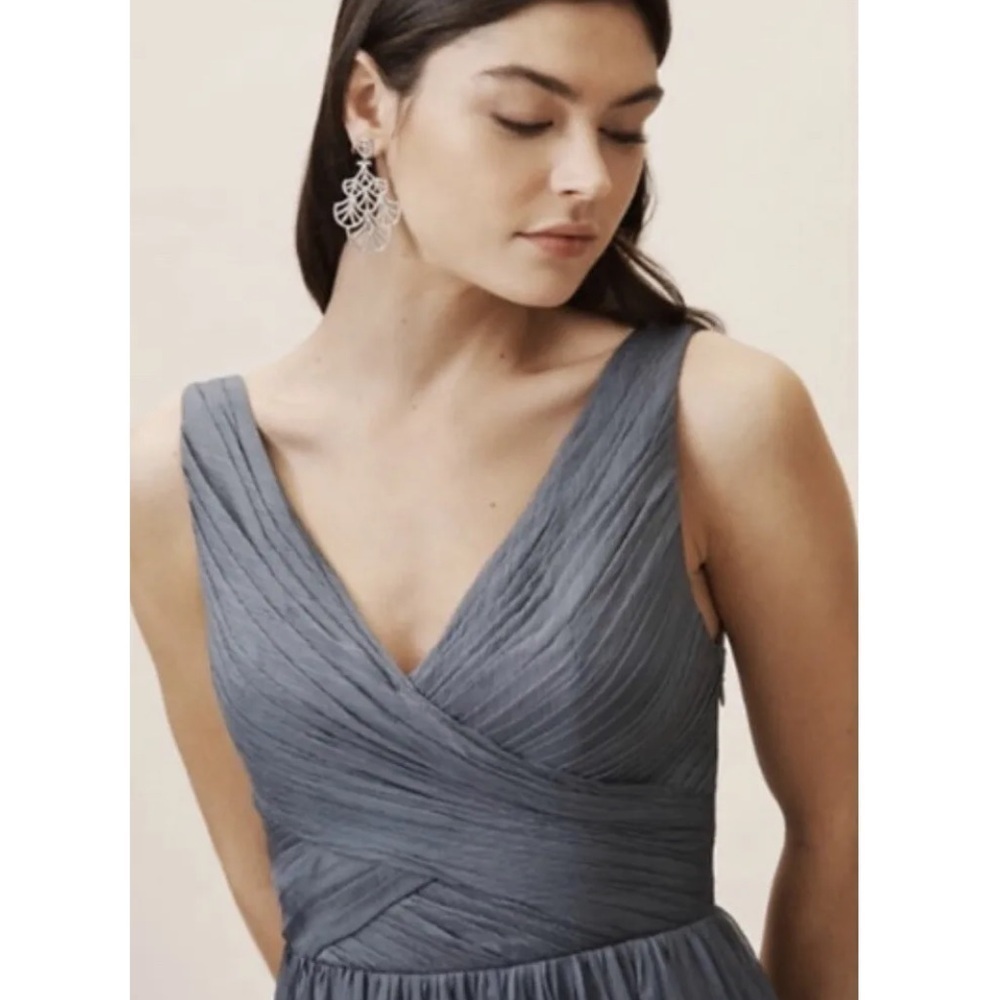NWT Anthropologie BHLDN Kia Maxi Dress V Neck Chiffon Hydrangea - Picture 2 of 12